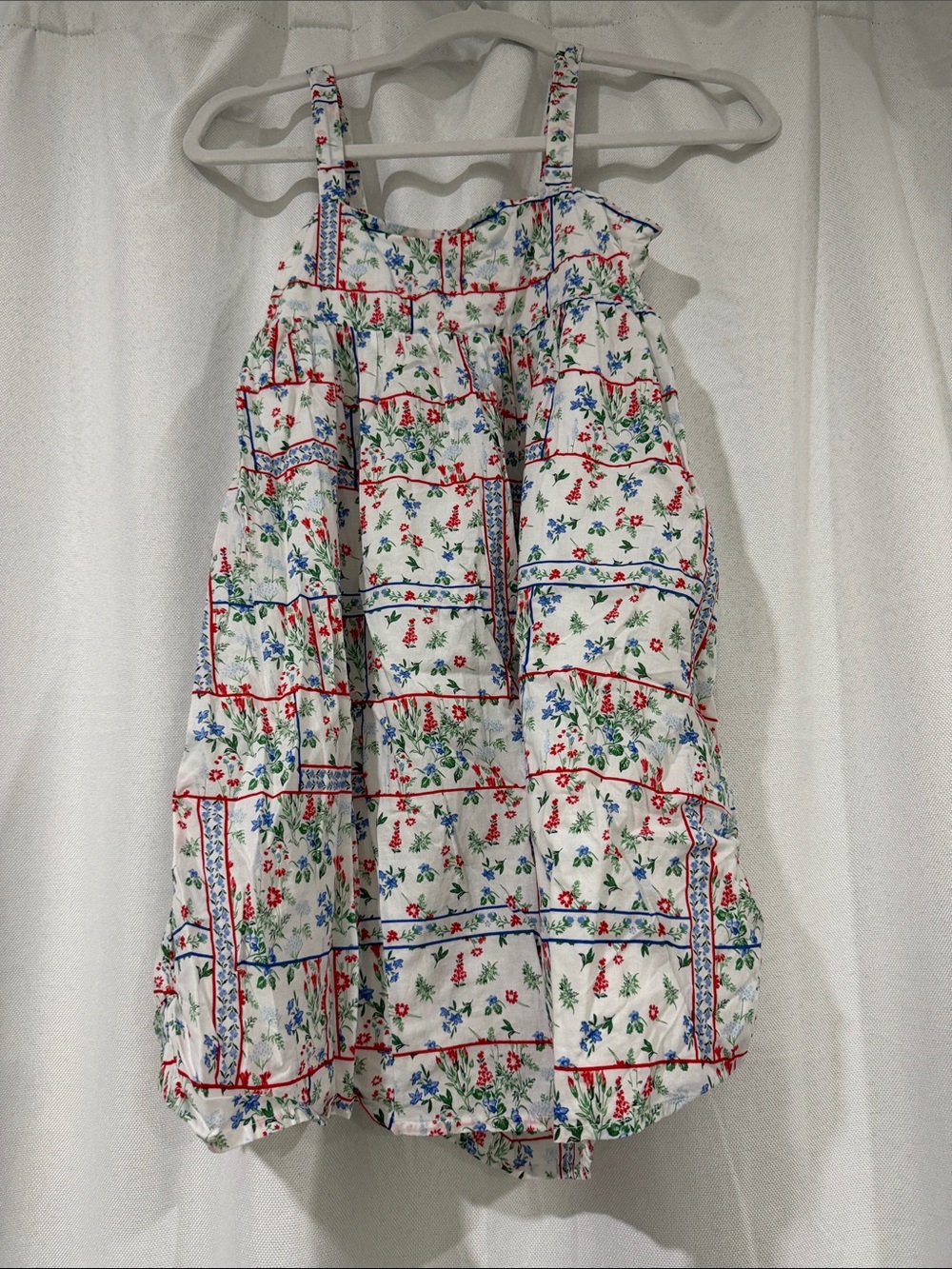 Janie and Jack White Floral Sundress with Red & Blue Accents